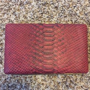 Red Leather Hinged Clasp Wallet